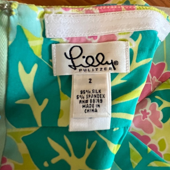 Lilly Pulitzer Strapless Silk/Spandex Hawaiian Print Dress Sz 2 - Picture 7 of 8